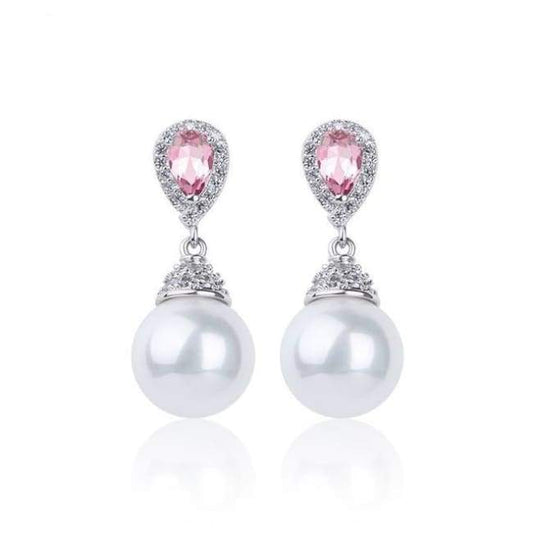 Pearl Earrings Women's Diamond Zircon Long Pearl Earrings Fashion Jewelry