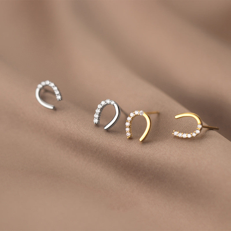 Diamond letter U-shaped earrings