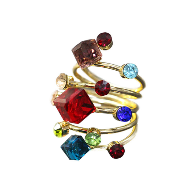 Crystal Ring Exaggerated Large Spring Ring rings for women