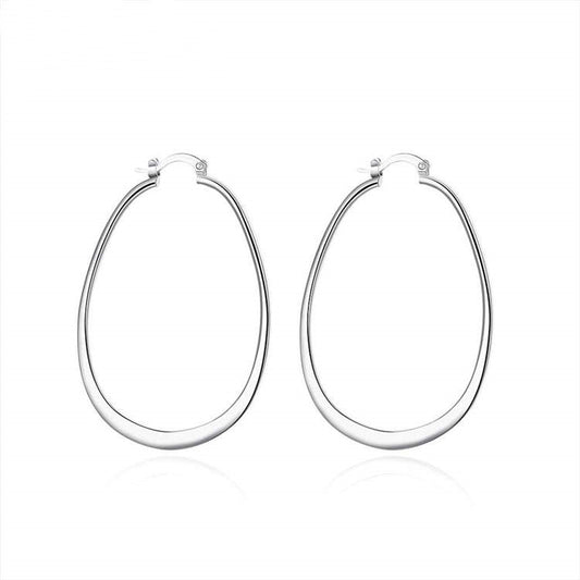 925 Silver Plated Hoop Earrings Female Big Ear Hoop