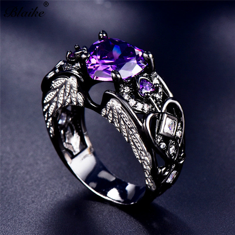 Love Heart Angel Wing Female Ring