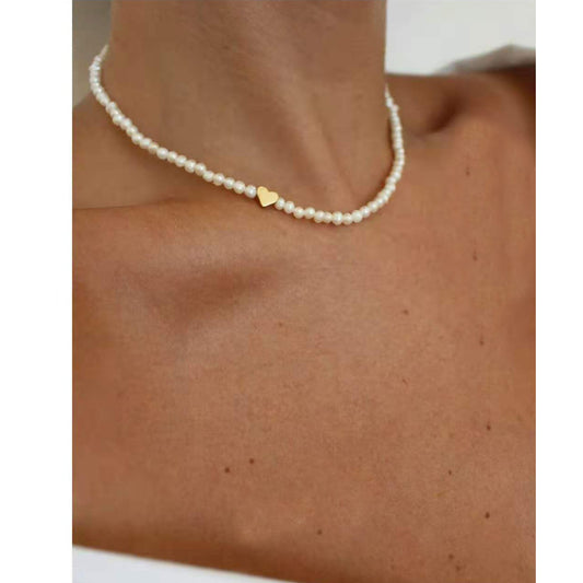 Colorfast Love Natural Small Grain Pearl Necklace