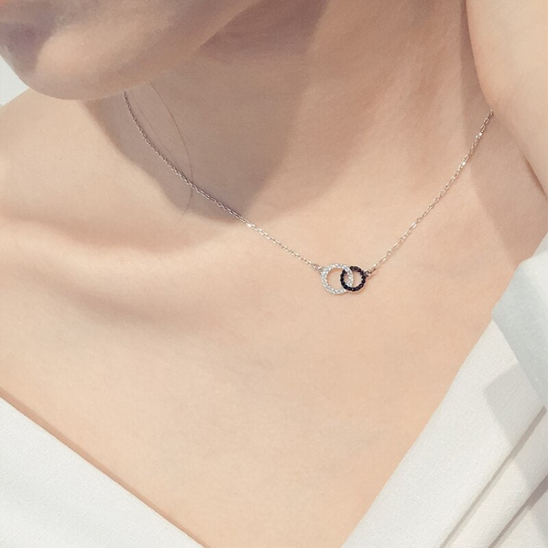 Double circle diamond necklace