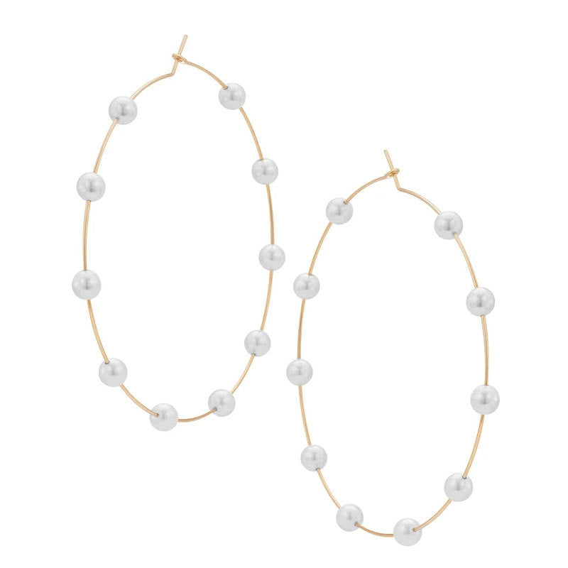 Pearl Large Circle Earrings