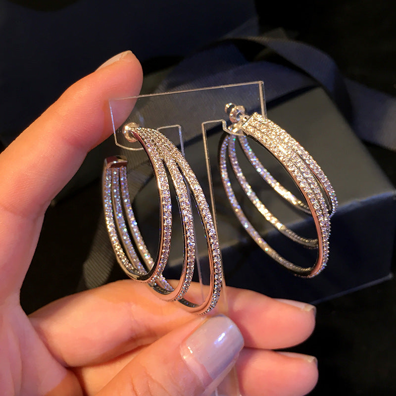 Three-layer large hoop earrings