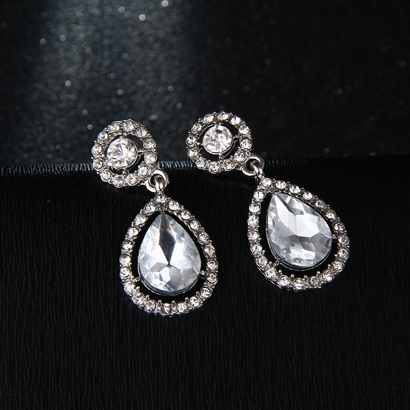 Simple Diamond-Set Zircon Earrings