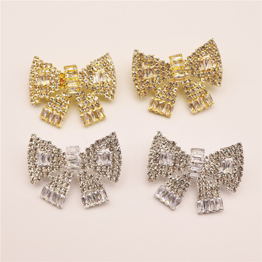 Three-dimensional Bow Sparkling Crystal Exaggerated Earrings