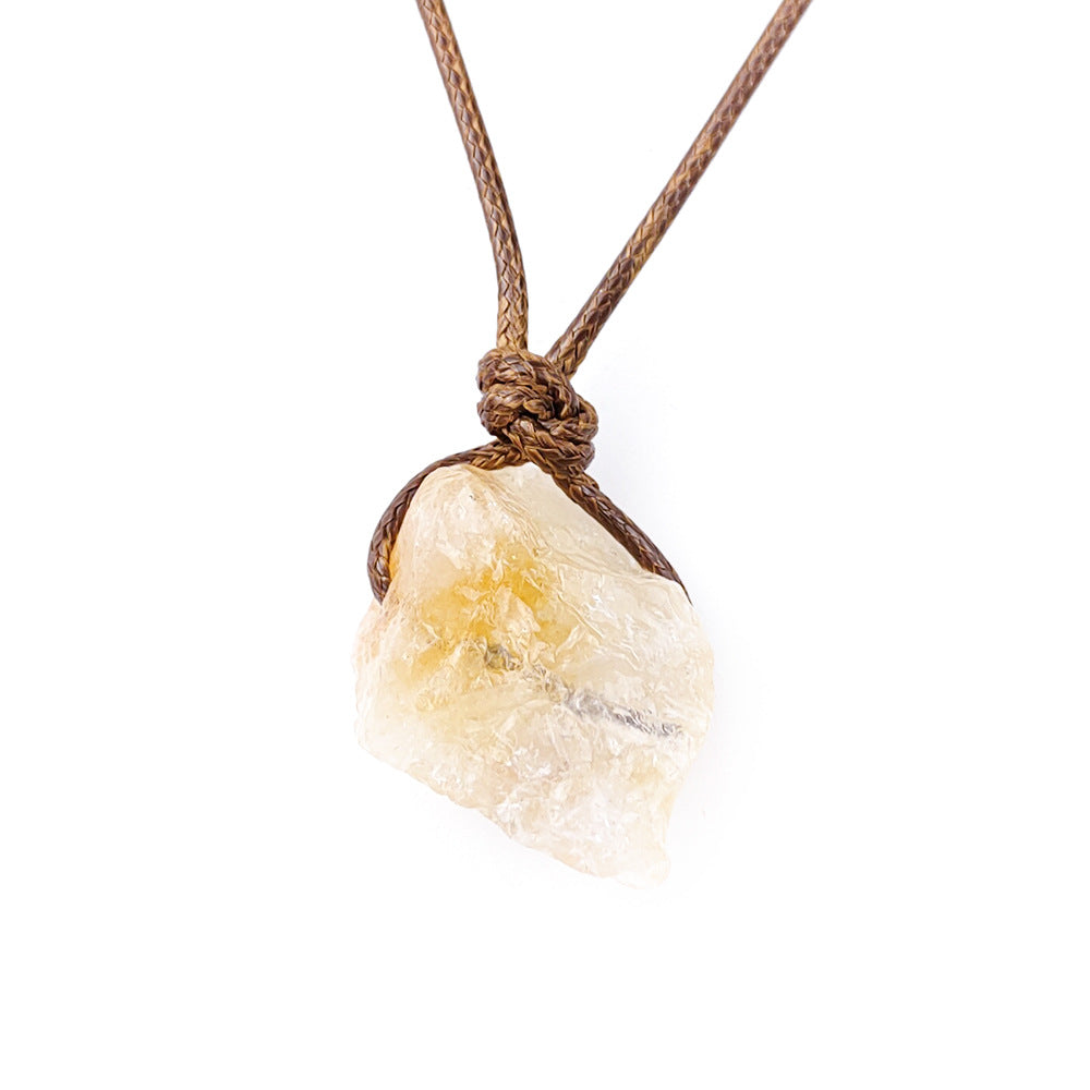 Irregular Specimen Of Natural Crystal Agate Rough Pendant Necklace