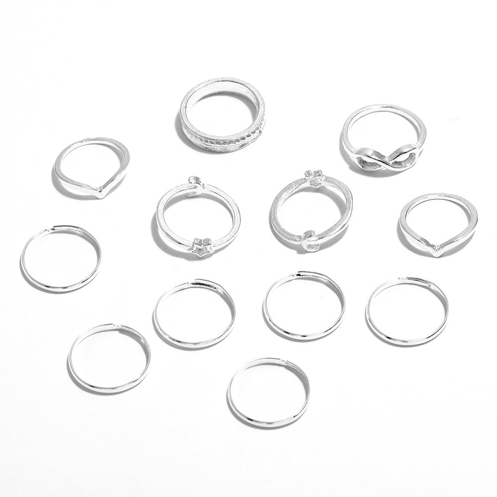 Metal Silver Ring Set