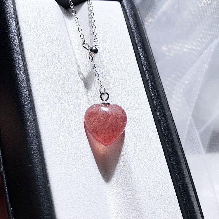 Fashion Necklace New Strawberry Crystal Heart Necklace