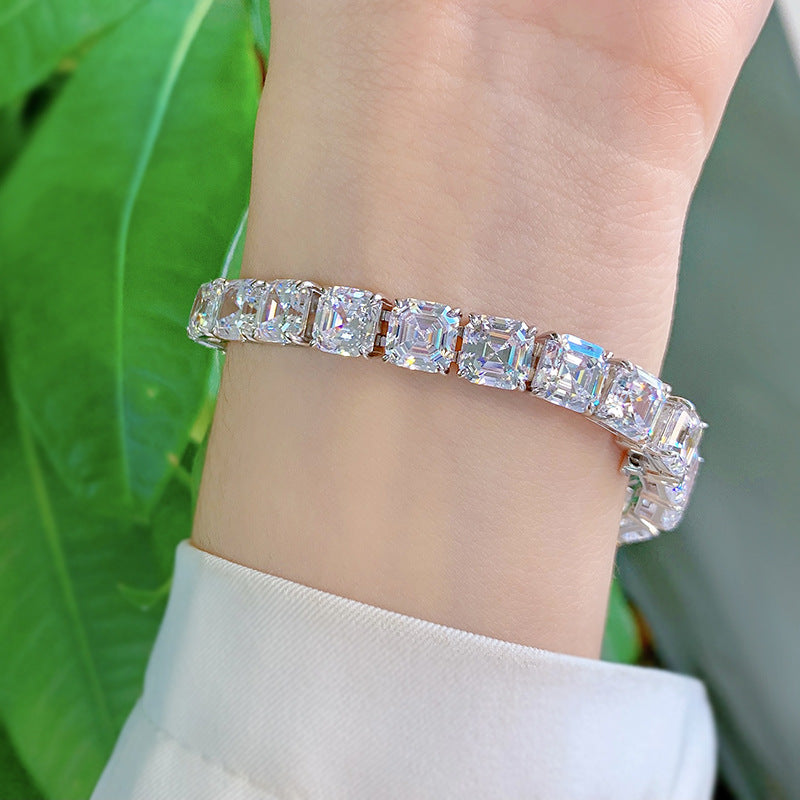 Fashion New S925 Sterling Silver Full Diamond Bracelet