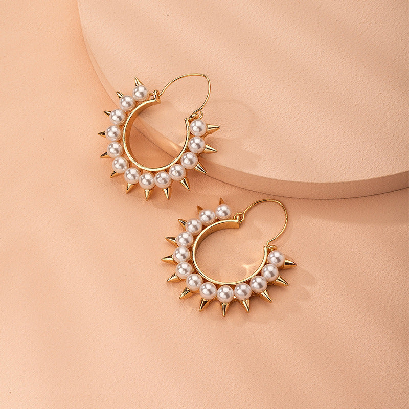 Korean Earrings Pearl Earrings Temperament Semicircle