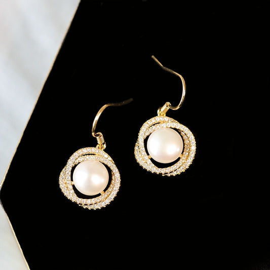 Pearl zircon earrings