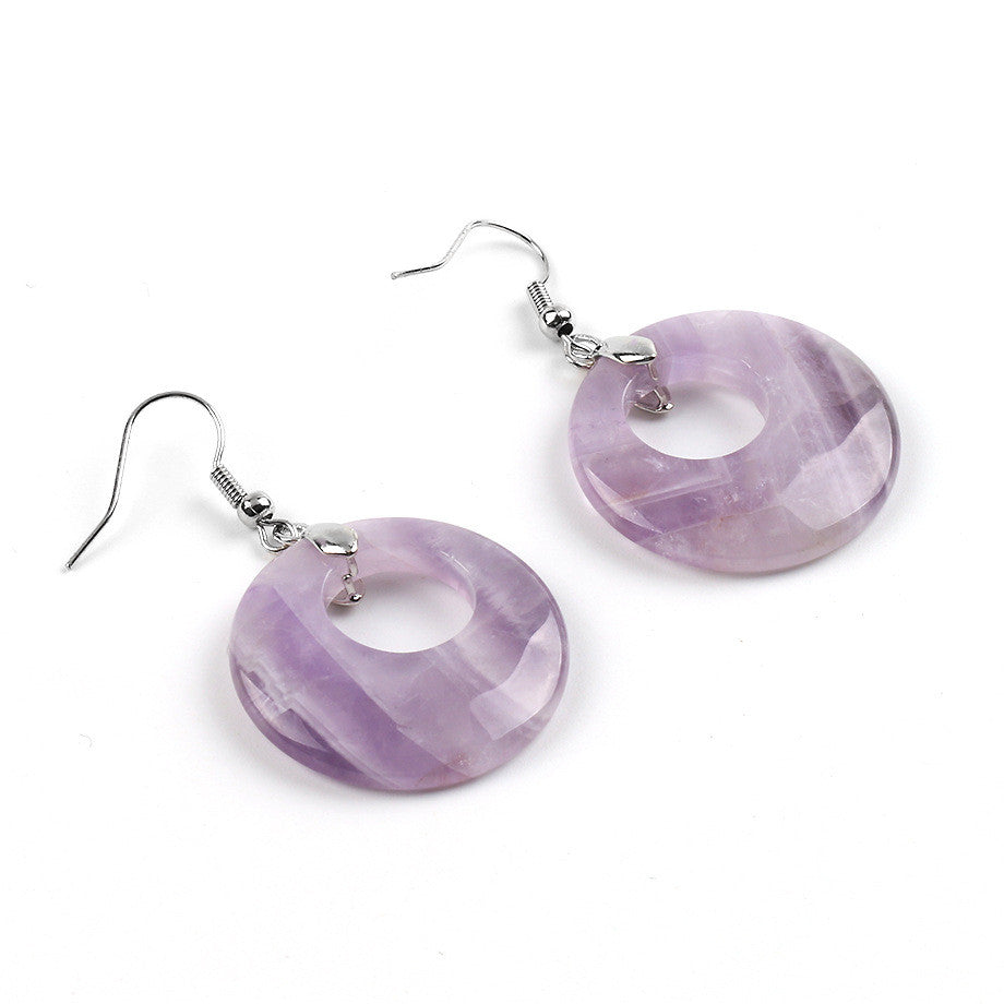 Natural stone agate crystal earrings