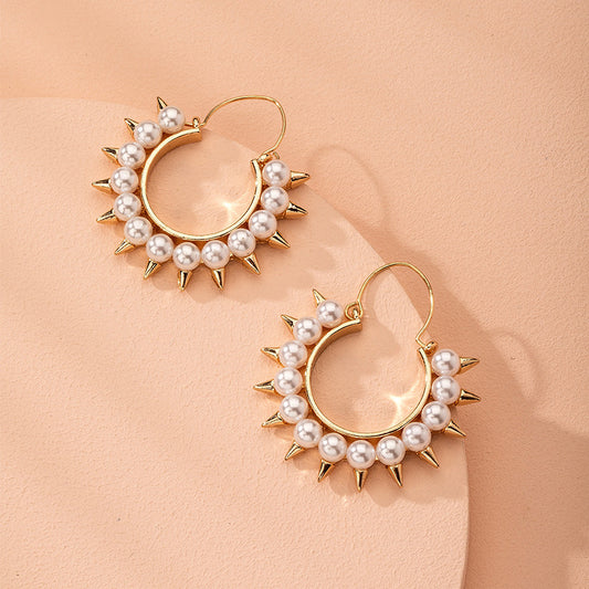 Korean Earrings Pearl Earrings Temperament Semicircle