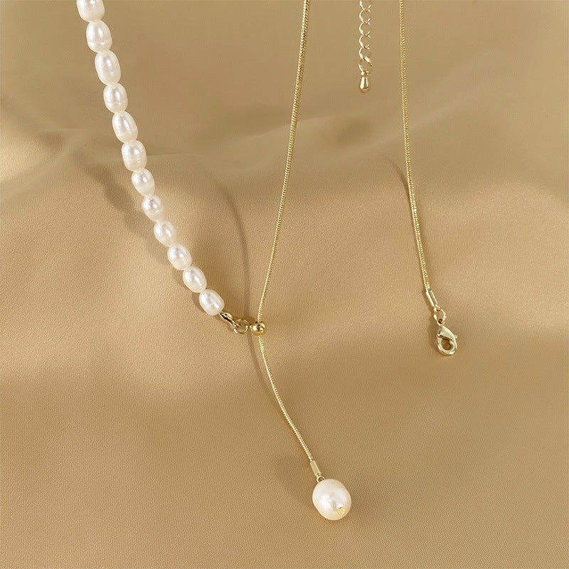 Natural Freshwater Pearl Panel Necklace