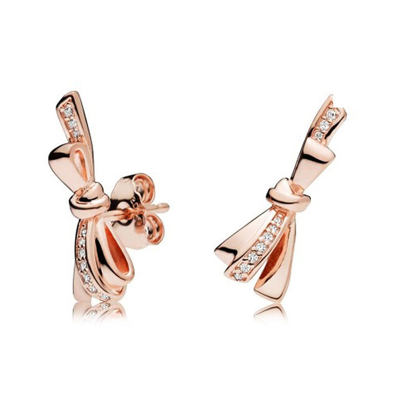 Rose gold pink fan daisy pavé sparkling elegant heart earrings