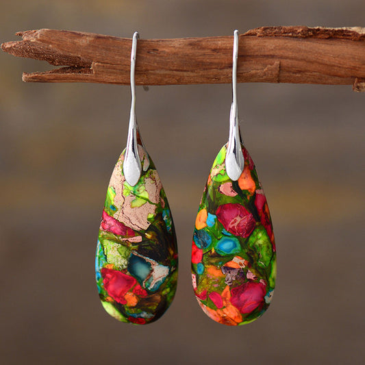 Natural Stone Bohemian Emperor Stone Drop Earrings