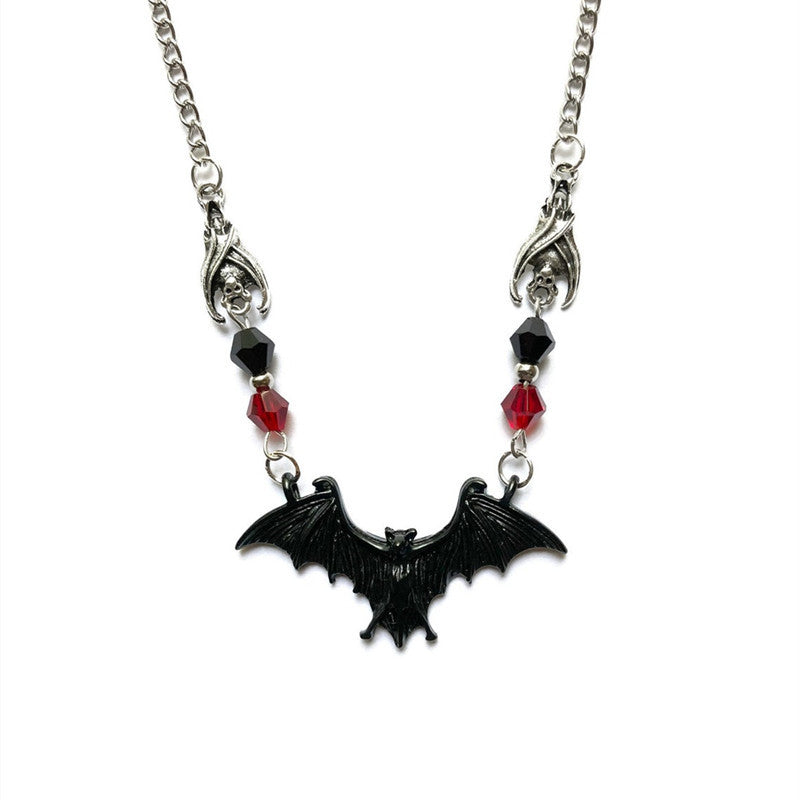 Alloy Electroplate Peach Heart Devil Wings Pendant Necklace