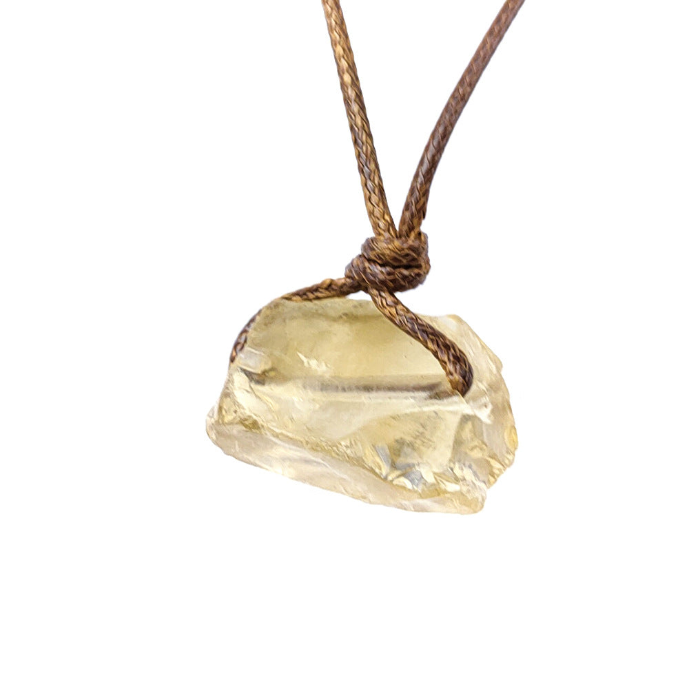 Irregular Specimen Of Natural Crystal Agate Rough Pendant Necklace