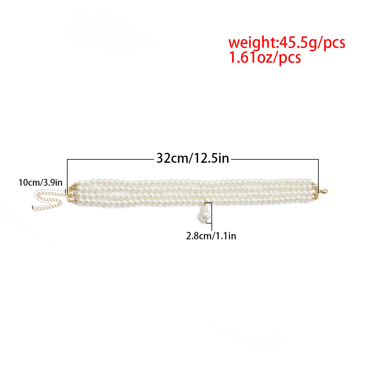 Simple multi-layer shaped pearl pendant necklace