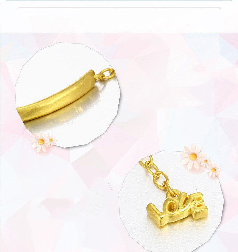 Golden Chrome Bangle With 3Ddecor