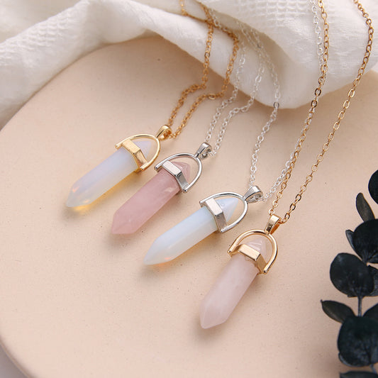 Natural Crystal Stone Pendant Clavicle Necklace