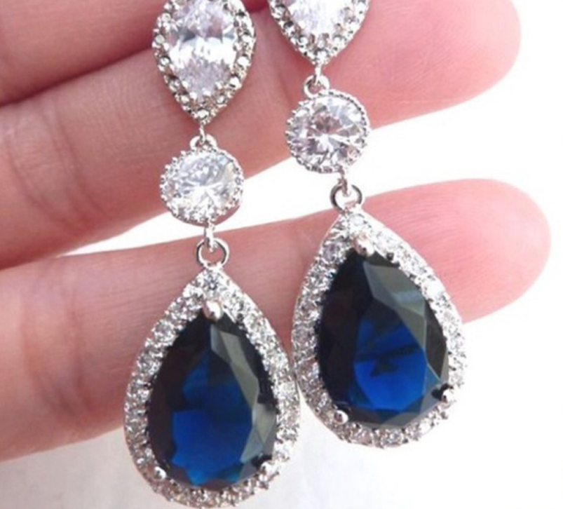 Sapphire crystal diamond earrings