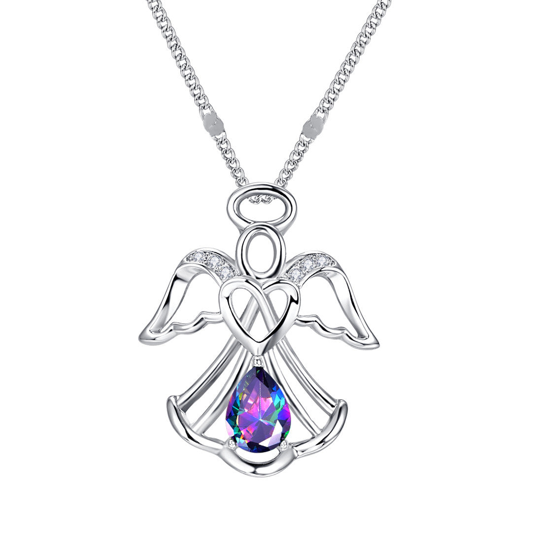 Angel Wings Gemstone Diamond Necklace For Women