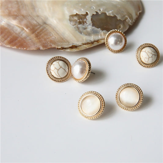 Pearl Cat Eye Stone Earrings