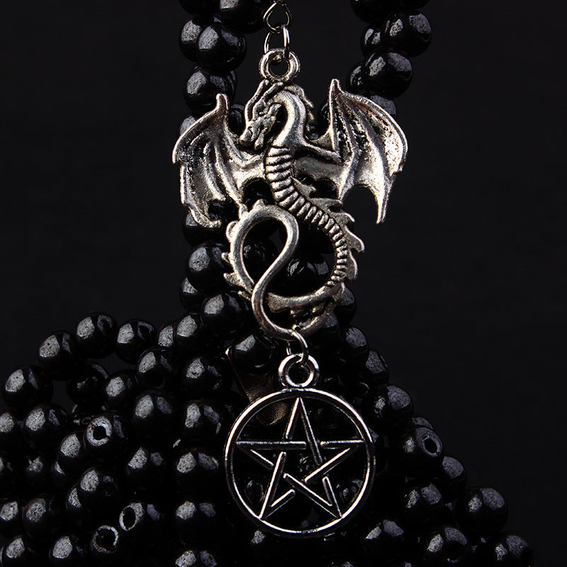 Gothic Witchcraft Mysterious Evil Dragon Pentagram Pagan Earrings