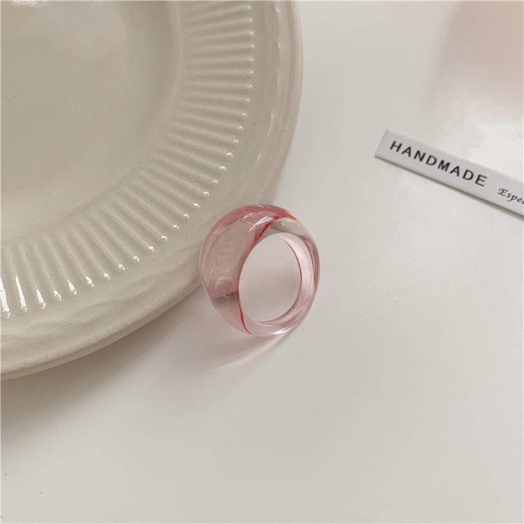 Ins Summer Sweet Girl Jelly Color Transparent Ring Healing Color Simple Trend Index Finger Rings