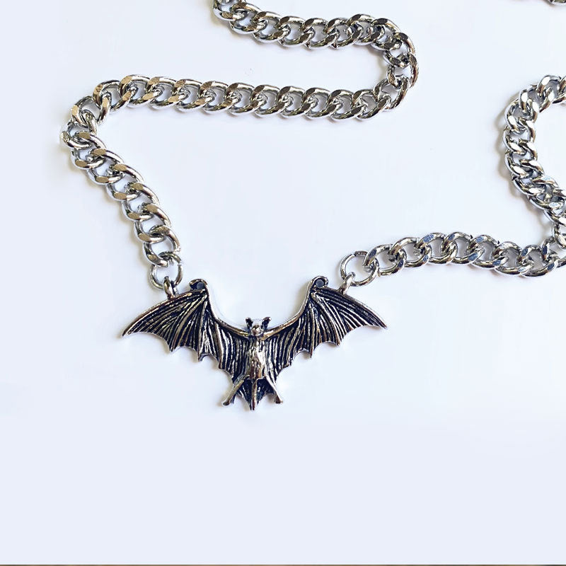 Alloy Electroplate Peach Heart Devil Wings Pendant Necklace