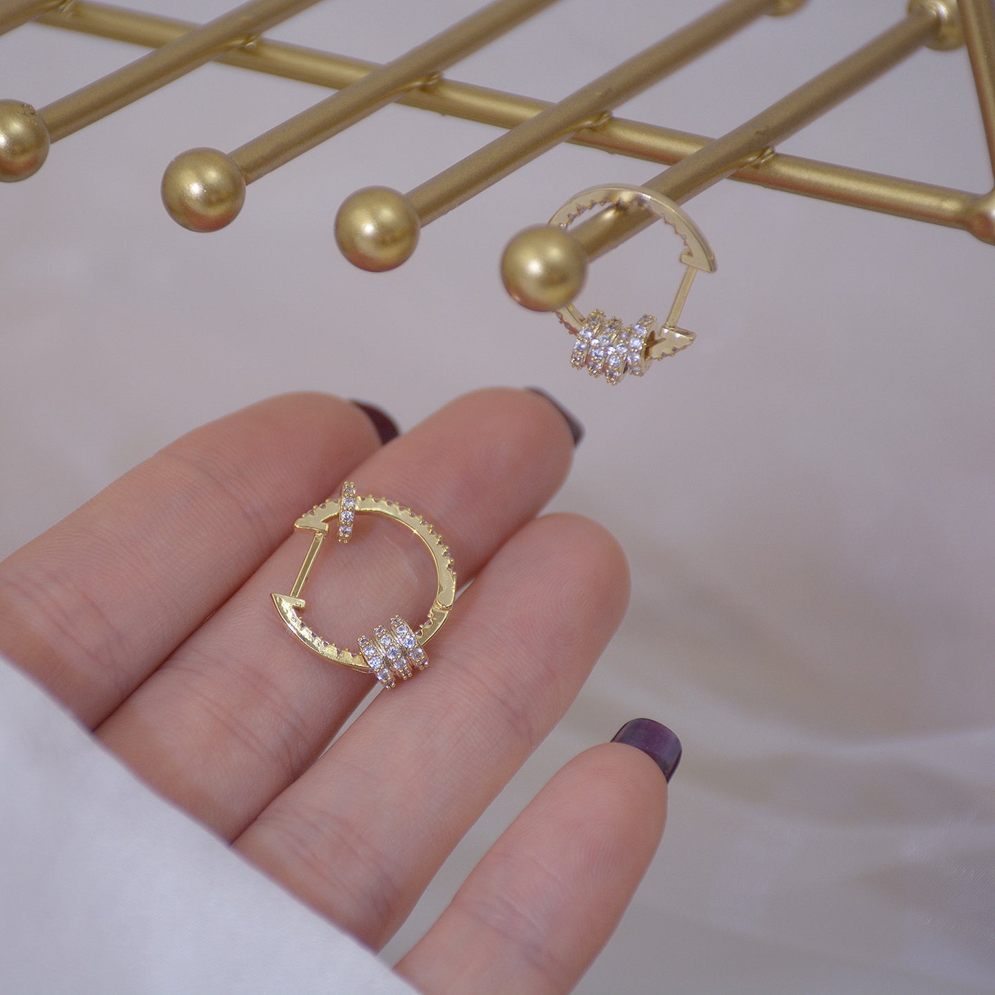 Delicate Micro-set Sparkling Diamond Hoop Earrings