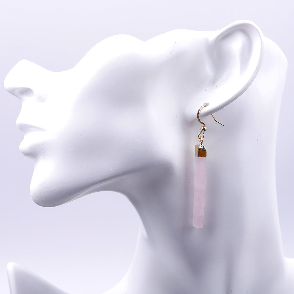 Gold Barstone Earrings Natural Stone