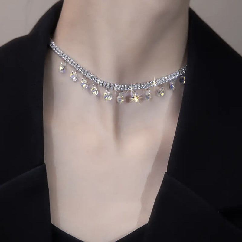 Trendy Iridescent Diamond Double Layer Necklace