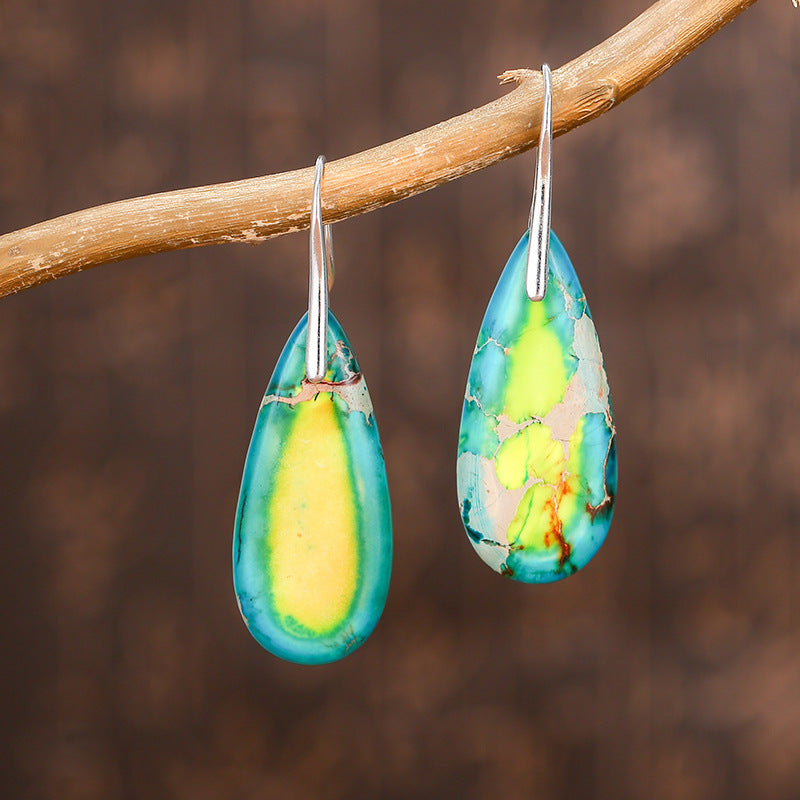 Emperor Stone Earrings Colored Natural Stone Drop Shaped Earrings