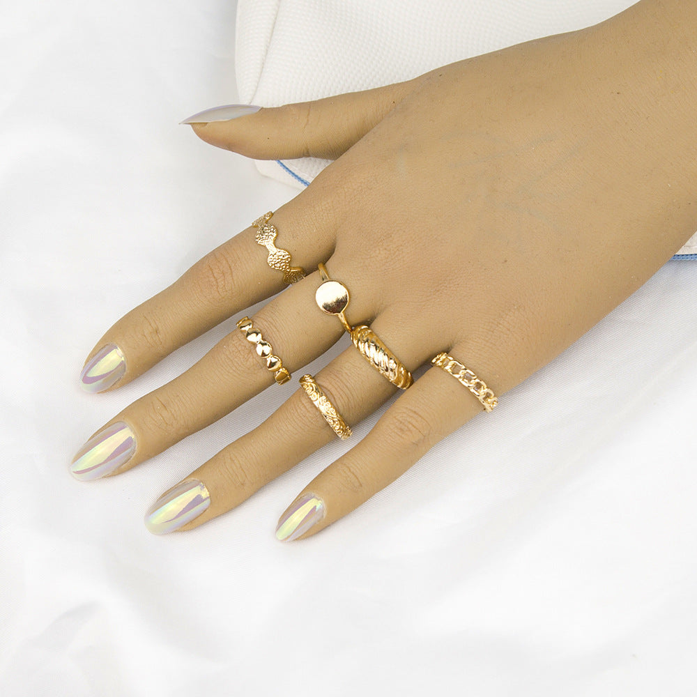 Alloy Six-Piece Simple Ring Set