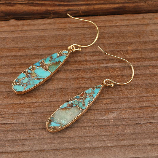 Women Natural Stone Earrings Drop Pendant