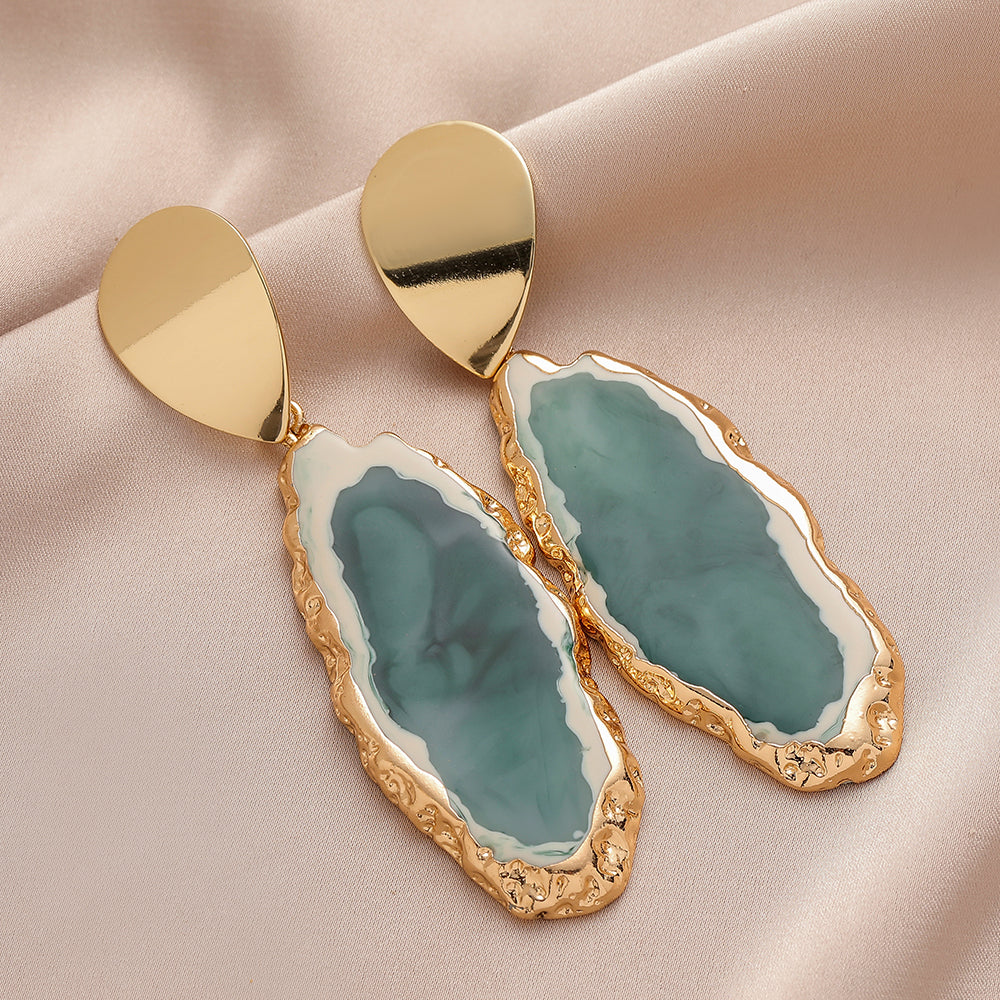 Irregular Shaped Artificial Jade Stone Earrings