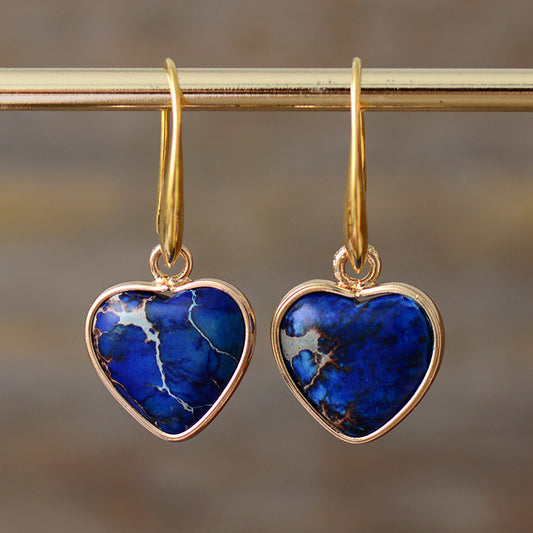 Classic Imperial Stone Heart Pendant Earrings