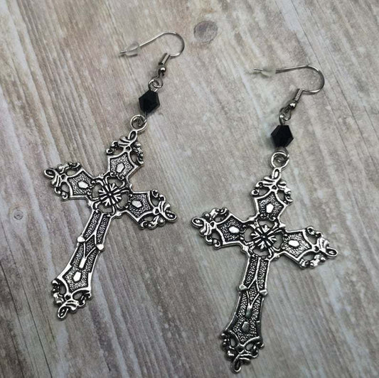 Gothic Dark Angel Cross Alloy Earrings