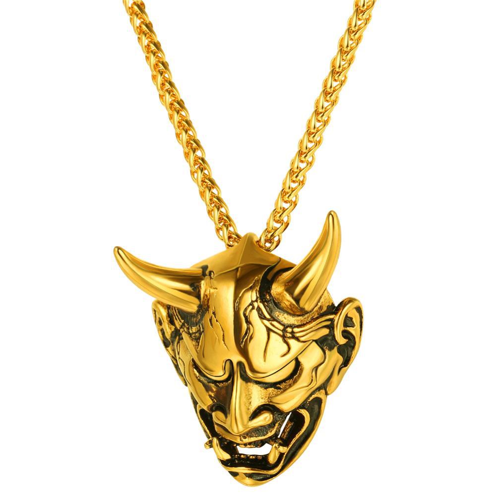 European And American Hip Hop Punk Fangs Devil Head Necklace