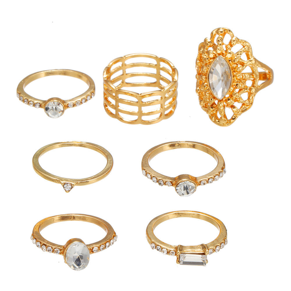 All-match Diamond Ring 7-piece Set Of Joint Ring Tail Ring