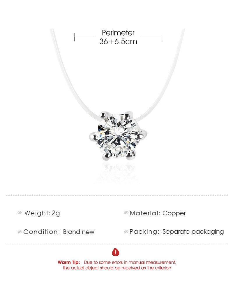 Multi-claw Diamond Zircon Pendant Necklace