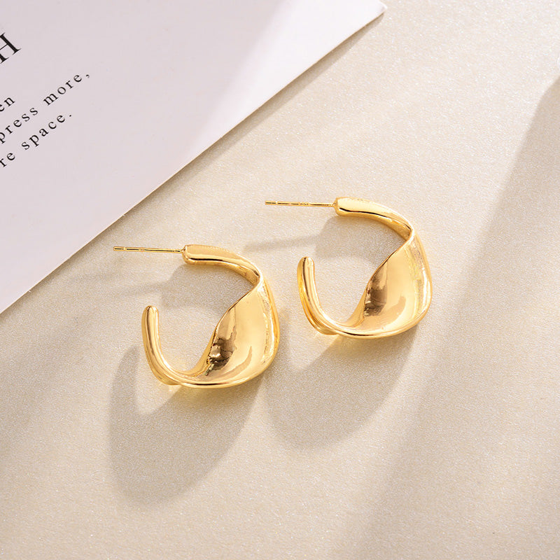 Golden Earrings Hoop Temperament Twist