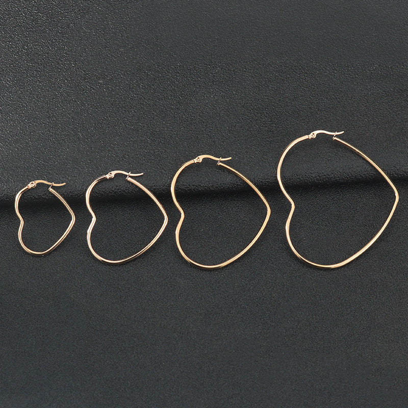 Fashion Titanium Heart Hoop Earrings