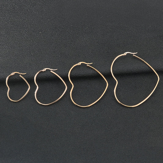 Fashion Titanium Heart Hoop Earrings