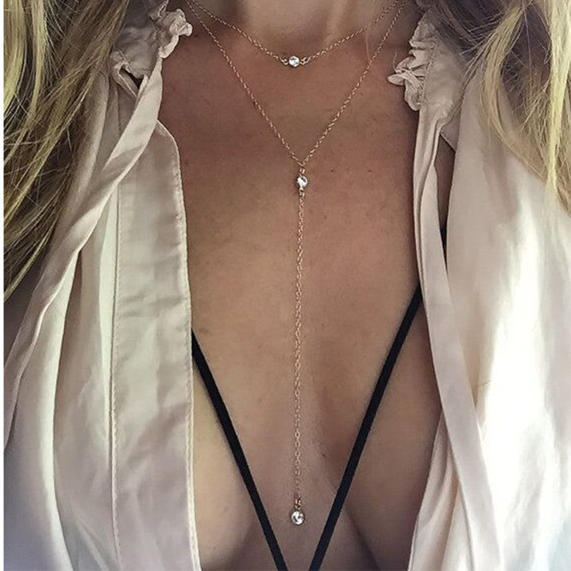 Shiny Diamond Tassel Women's Necklace Clavicle Chain