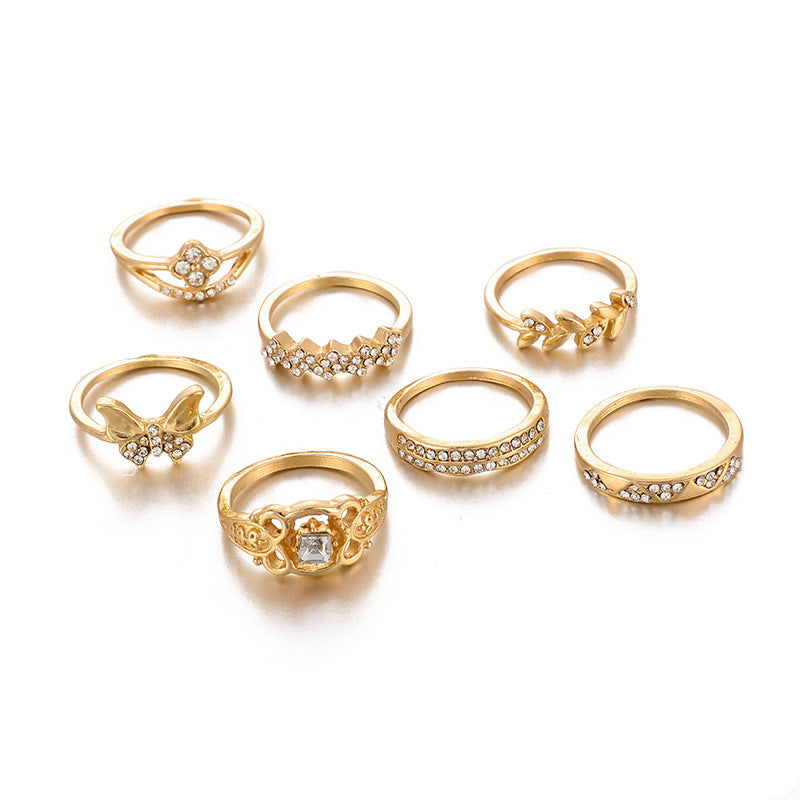 Ladies Fashion Temperament Alloy Ring Set